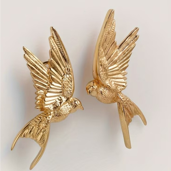 Gold Swallow Earrings - Picture 1 of 2